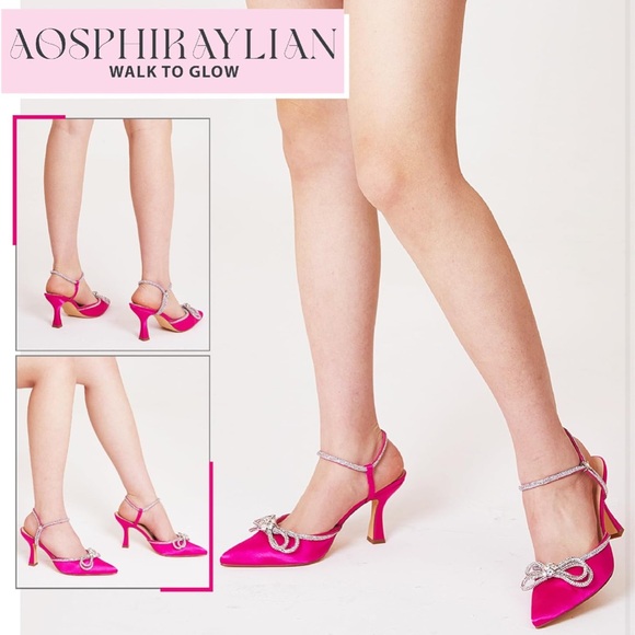 Satin Heels with Crystal Embellishment - Picture 5 of 5